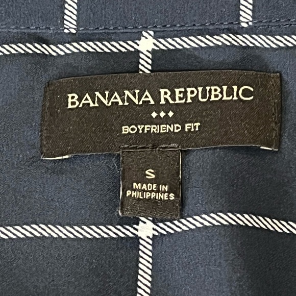 Banana Republic Boyfriend Fit Windowpane Plaid Long Sleeve Top Size S - Picture 5 of 11
